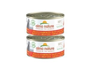 Konserv kassidele Almo Nature HFC Natural, kana krevettidega, 2x150g hind ja info | Konservid kassidele | kaup24.ee