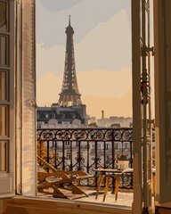 Maalimine numbrite järgi - maalimise komplekt 40x50 cm. "View of the Eiffel Tower" hind ja info | Maalid numbri järgi | kaup24.ee