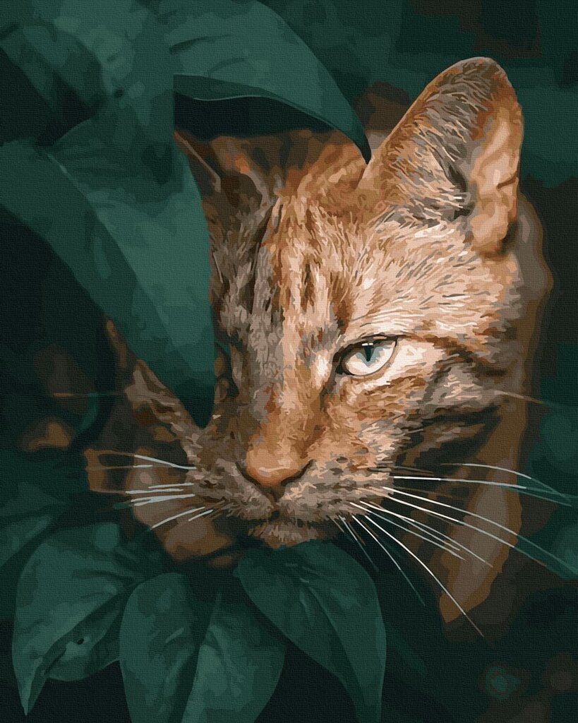 Maalimine numbrite järgi Oh Art! Wildcat in the leaves, 40x50 cm цена и информация | Maalid numbri järgi | kaup24.ee