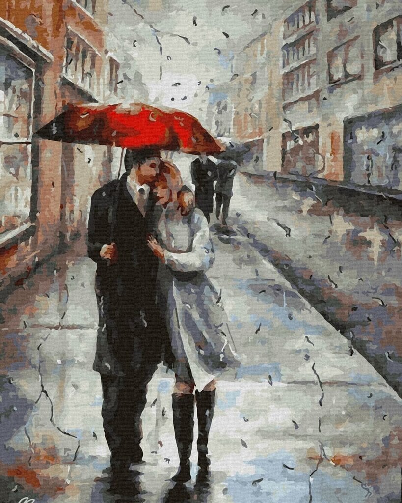 Maalimine numbrite järgi - maalimise komplekt 40x50 cm. "Two Under an Umbrella" цена и информация | Maalid numbri järgi | kaup24.ee