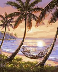 Maalimine numbrite järgi - maalimise komplekt 40x50 cm. "Palm trees on the shore" hind ja info | Maalid numbri järgi | kaup24.ee