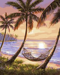 Maalimine numbrite järgi - maalimise komplekt 40x50 cm. "Palm trees on the shore" цена и информация | Живопись по номерам | kaup24.ee