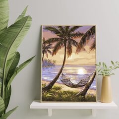Maalimine numbrite järgi - maalimise komplekt 40x50 cm. "Palm trees on the shore" hind ja info | Maalid numbri järgi | kaup24.ee