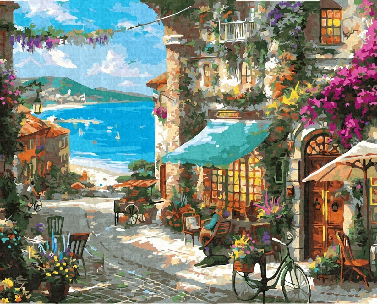 Maalimine numbrite järgi - maalimise komplekt 40x50 cm. "Italian Cafes" hind ja info | Maalid numbri järgi | kaup24.ee