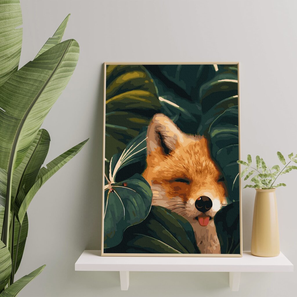 Maalimine numbrite järgi - maalimise komplekt 40x50 cm. "Fox in the leaves" hind ja info | Maalid numbri järgi | kaup24.ee