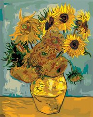 Maalimine numbrite järgi - maalimise komplekt 40x50 cm. "Sunflowers in a vase" hind ja info | Maalid numbri järgi | kaup24.ee