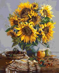 Maalimine numbrite järgi - maalimise komplekt 40x50 cm. "Sunflowers on the table" hind ja info | Maalid numbri järgi | kaup24.ee