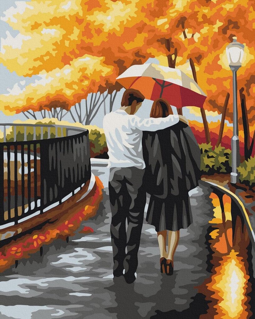 Maalimine numbrite järgi - maalimise komplekt 40x50 cm. "A couple under an umbrella" цена и информация | Maalid numbri järgi | kaup24.ee