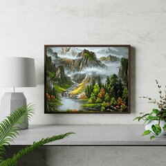 Maalimine numbrite järgi - maalimise komplekt 40x50 cm. "Mountain Lake" hind ja info | Maalid numbri järgi | kaup24.ee