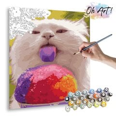 Maalimine numbrite järgi - maalimise komplekt 40x50 cm. "Cat and ice cream" цена и информация | Живопись по номерам | kaup24.ee