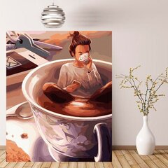 Maalimine numbrite järgi - maalimise komplekt 40x50 cm. "Cup of Tea" hind ja info | Maalid numbri järgi | kaup24.ee