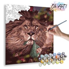 Maalimine numbrite järgi - maalimise komplekt 40x50 cm. "A lion with a child" hind ja info | Maalid numbri järgi | kaup24.ee