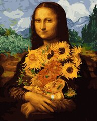Maalimine numbrite järgi - maalimise komplekt 40x50 cm. "Mona Lisa and Flowers" hind ja info | Maalid numbri järgi | kaup24.ee