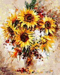 Maalimine numbrite järgi - maalimise komplekt 40x50 cm. "Bouquet of sunflowers" hind ja info | Maalid numbri järgi | kaup24.ee