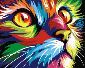 Maalimine numbrite järgi - maalimise komplekt 40x50 cm. "Colorful cat" hind ja info | Maalid numbri järgi | kaup24.ee