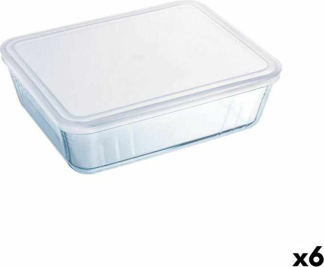 Kaanega Lõunasöögikarp Pyrex Cook & Freeze 25 x 20 cm Läbipaistev Silikoon Klaas 2,6 L (6 Ühikut) hind ja info | Toidu säilitusnõud | kaup24.ee