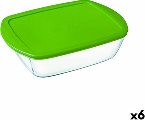 Nelinurkne Kaanega Lõunasöögikarp Pyrex Cook & Store Roheline 1,1 L 23 x 15 x 7 cm Silikoon Klaas (6 Ühikut) цена и информация | Посуда для хранения еды | kaup24.ee