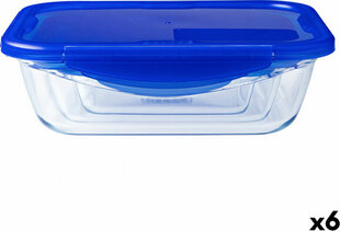 Герметичная коробочка для завтрака Pyrex Cook & Go 20,5 x 15,5 x 6 cm Синий 800 ml Cтекло (6 штук) цена и информация | Посуда для хранения еды | kaup24.ee