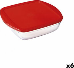 Квадратная коробочка для завтраков с крышкой Ô Cuisine Cook & Store Красный 1 L 20 x 17 x 6 cm Силикон Cтекло (6 штук) цена и информация | Посуда для хранения еды | kaup24.ee