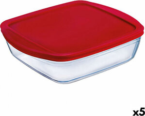 Квадратная коробочка для завтраков с крышкой Ô Cuisine Cook & Store 25 x 22 x 5 cm Красный 2,2 L Силикон Cтекло (5 штук) цена и информация | Посуда для хранения еды | kaup24.ee