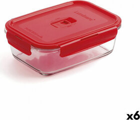 Герметичная коробочка для завтрака Luminarc Pure Box Красный 16 x 11 cm 820 ml Cтекло (6 штук) цена и информация | Посуда для хранения еды | kaup24.ee