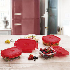Герметичная коробочка для завтрака Luminarc Pure Box Красный 1,22 L Cтекло (6 штук) цена и информация | Посуда для хранения еды | kaup24.ee