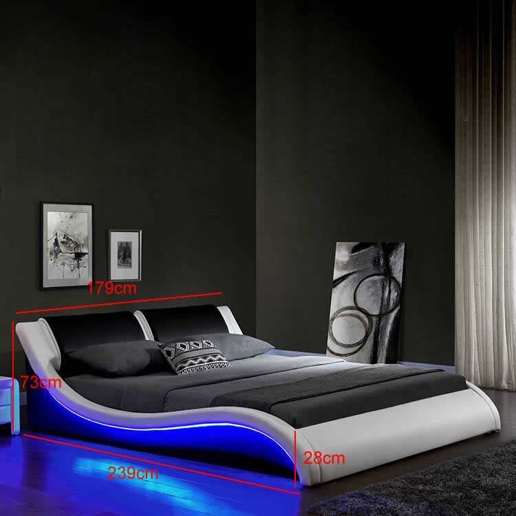 Voodikomplekt Barracuda voodi ja madrats LED-valgusega, kunstnahk, 160x200 hind ja info | Voodid | kaup24.ee