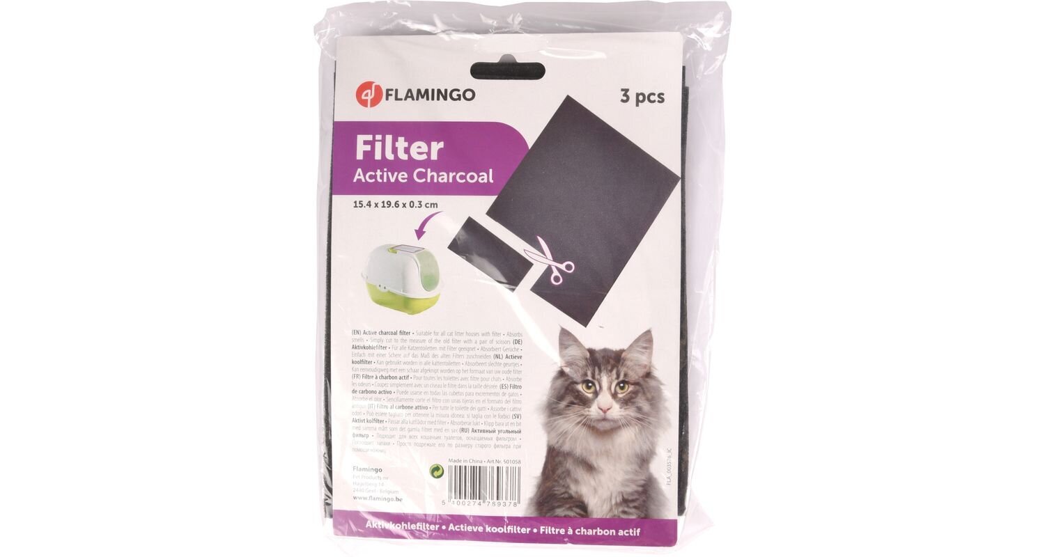 Flamingo aktiivsöega filter kassi liivakastile 3tk цена и информация | Liivakastid kassidele | kaup24.ee