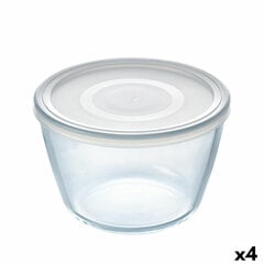 Круглая коробочка для завтраков с крышкой Pyrex Cook & Freeze 1,6 L 17 x 17 x 12 cm Прозрачный Силикон Cтекло (4 штук) цена и информация | Посуда для хранения еды | kaup24.ee