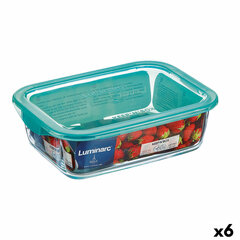 Прямоугольная коробочка для завтрака с крышкой Luminarc Keep'n Lagon 12 x 8,5 x 5,4 cm бирюзовый 380 ml Cтекло (6 штук) цена и информация | Посуда для хранения еды | kaup24.ee