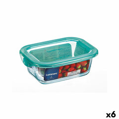 Прямоугольная коробочка для завтрака с крышкой Luminarc Keep'n Lagon 18,5 x 13 x 6,6 cm бирюзовый 1,22 L Cтекло (6 штук) цена и информация | Посуда для хранения еды | kaup24.ee