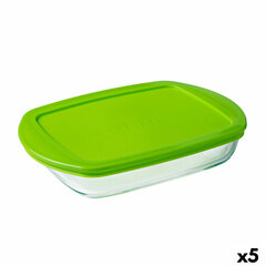 Прямоугольная коробочка для завтрака с крышкой Pyrex Prep & Store Зеленый 28 x 20 cm 1,6 L Cтекло (5 штук) цена и информация | Посуда для хранения еды | kaup24.ee
