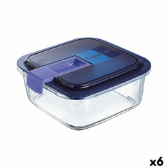 Герметичная коробочка для завтрака Luminarc Easy Box Синий Cтекло (6 штук) (1,22 L) цена и информация | Посуда для хранения еды | kaup24.ee