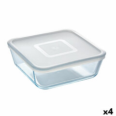 Квадратная коробочка для завтраков с крышкой Pyrex Cook & Freeze 2 L 19 x 19 cm Прозрачный Силикон Cтекло (4 штук) цена и информация | Посуда для хранения еды | kaup24.ee