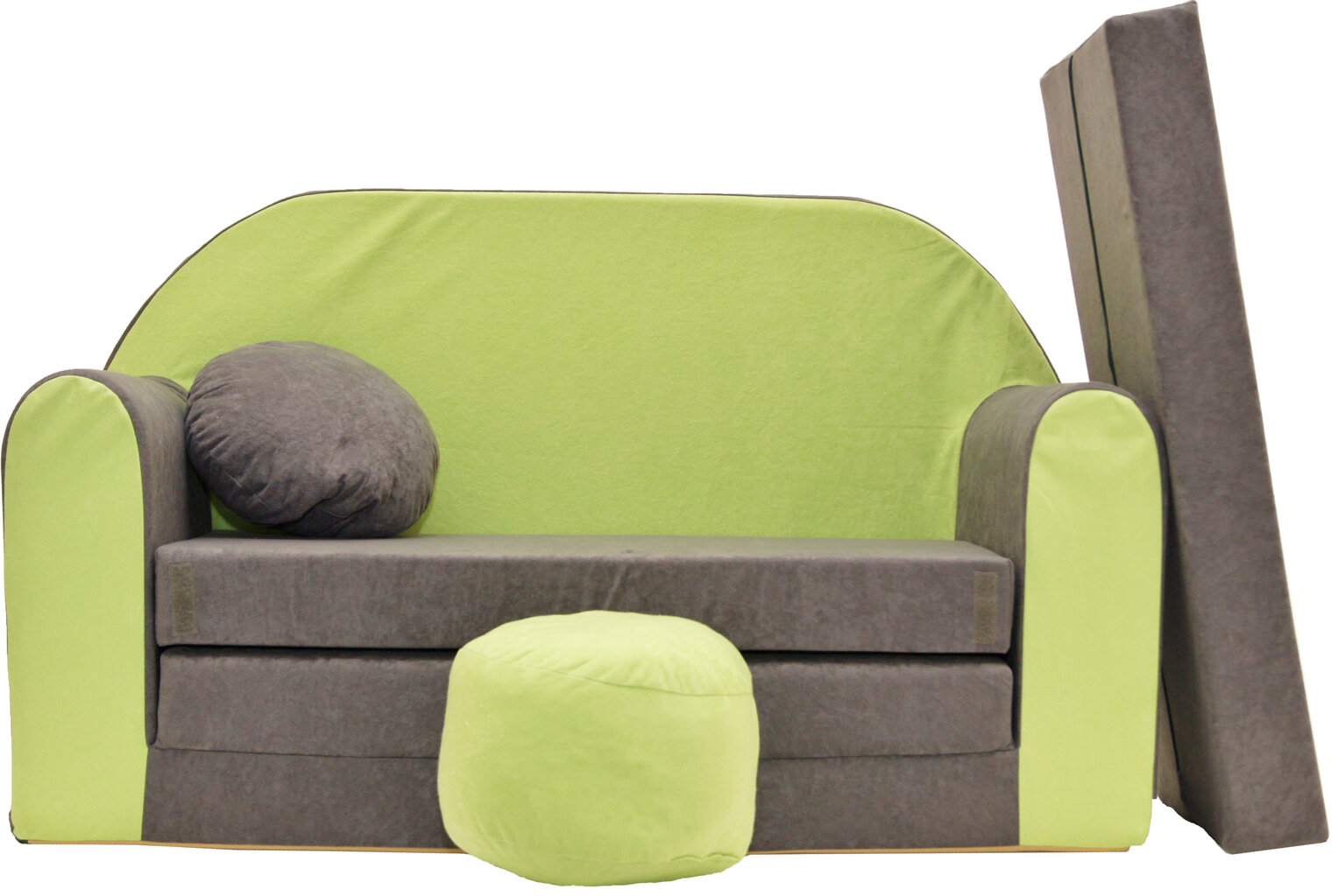 Laste diivan Welox, roheline/hall цена и информация | Lastetoa kott-toolid, tugitoolid ja tumbad | kaup24.ee