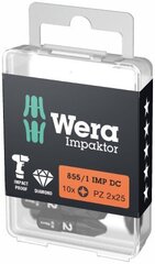 Биты Wera 855/1 Impaktor PZ 2 x 25 мм, 10 шт. цена и информация | Механические инструменты | kaup24.ee