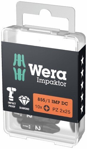 Wera 855/1 Impaktor otsakud PZ 2 x 25mm, 10tk hind ja info | Käsitööriistad | kaup24.ee