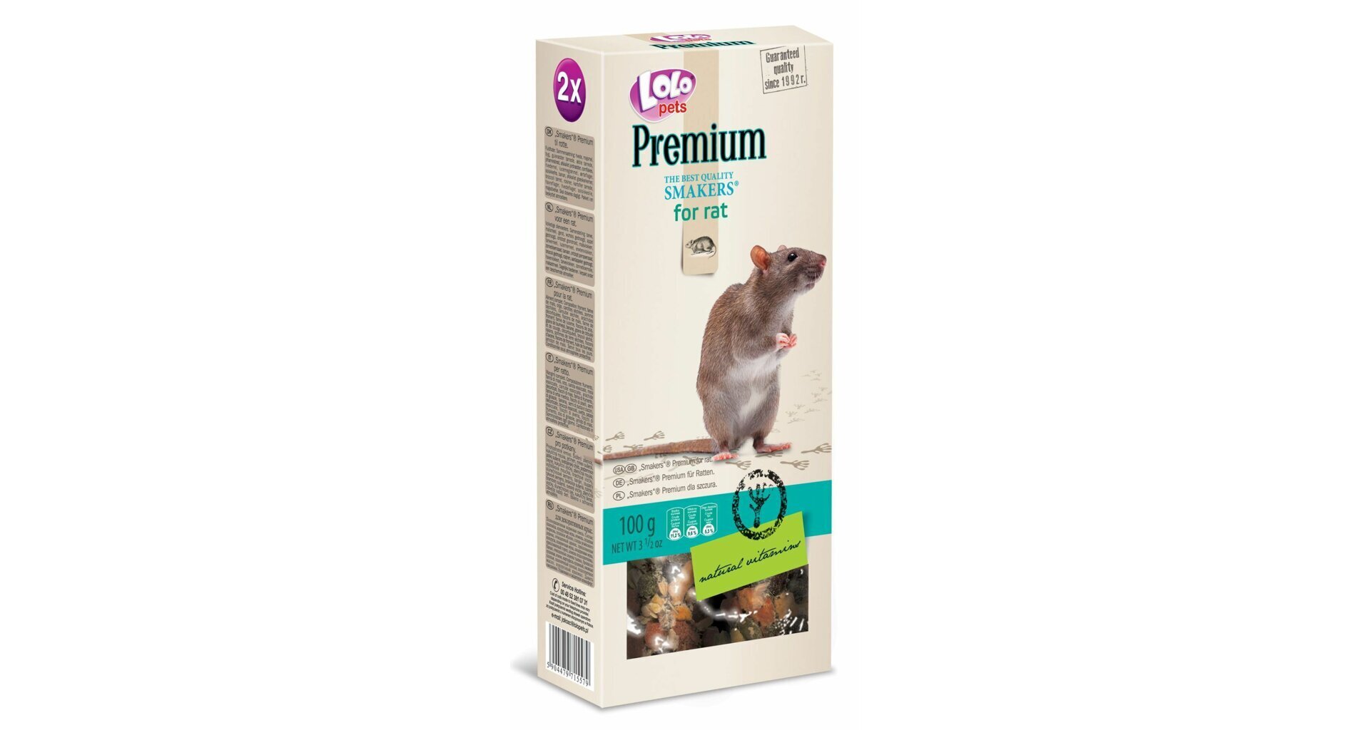 LoLo Pets Premium närimispulgad rottidele 2tk 100g цена и информация | Toit väikeloomadele | kaup24.ee