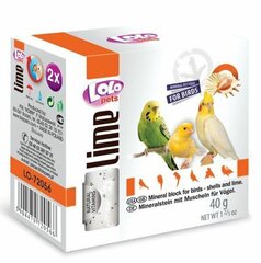 LoLo Pets Lime mineraalkivi lindudele karpidega 40g цена и информация | Корм для птиц | kaup24.ee