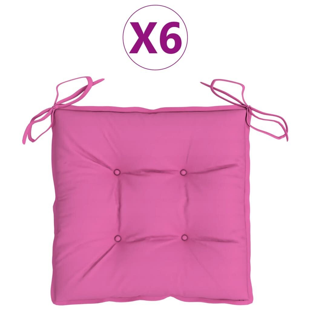 vidaXL tooli istmepadjad 6 tk, roosa, 50 x 50 x 7 cm, kangas цена и информация | Toolipadjad ja -katted | kaup24.ee