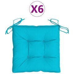 vidaXL tooli istmepadjad 6 tk, türkiissinine, 50 x 50 x 7 cm, kangas цена и информация | Подушки, наволочки, чехлы | kaup24.ee