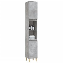 vidaXL vannitoakapp, betoonhall, 30 x 30 x 190 cm, tehispuit цена и информация | Шкафчики для ванной | kaup24.ee