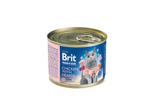Brit Premium konserv kassile Chicken with Hearts 200g цена и информация | Кошачьи консервы | kaup24.ee