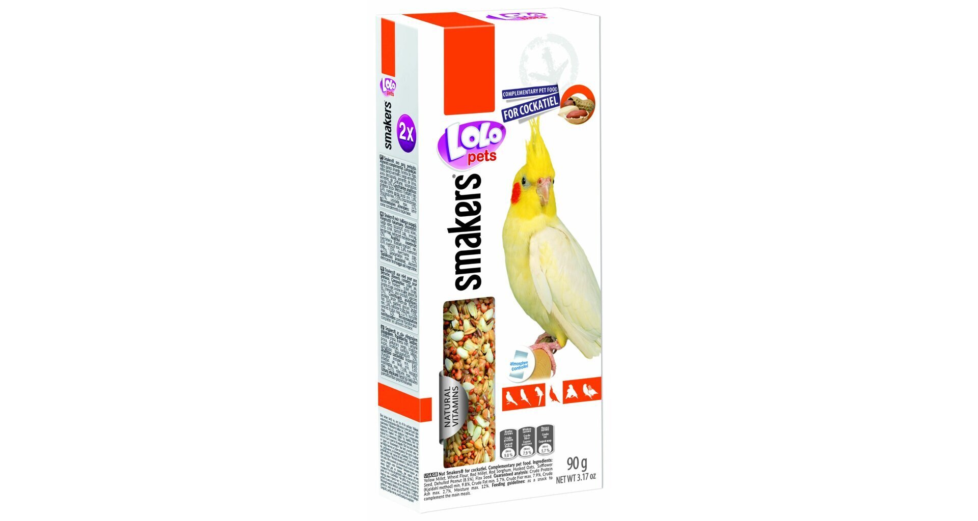 LoLo Pets Smakers maiusepulgad nümfkakaduudele pähklitega 2tk 90g цена и информация | Linnutoidud | kaup24.ee