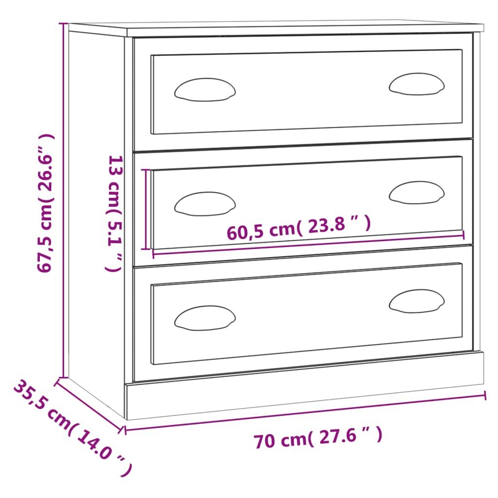 vidaXL puhvetkapp, pruun tamm, 70 x 35,5 x 67,5 cm, tehispuit hind ja info | Elutoa väikesed kapid | kaup24.ee