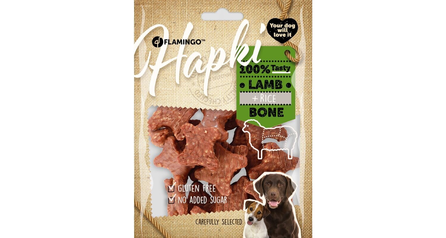 Flamingo Hapki Lamb + Rice Bone närimismaius koerale 170g цена и информация | Maiustused koertele | kaup24.ee