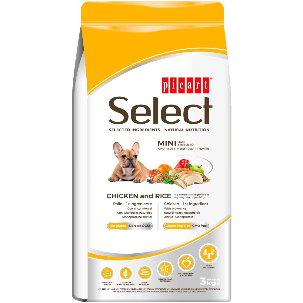 Select Mini Light Sterilised Chicken koeratoit 3kg hind ja info | Kuivtoit koertele | kaup24.ee