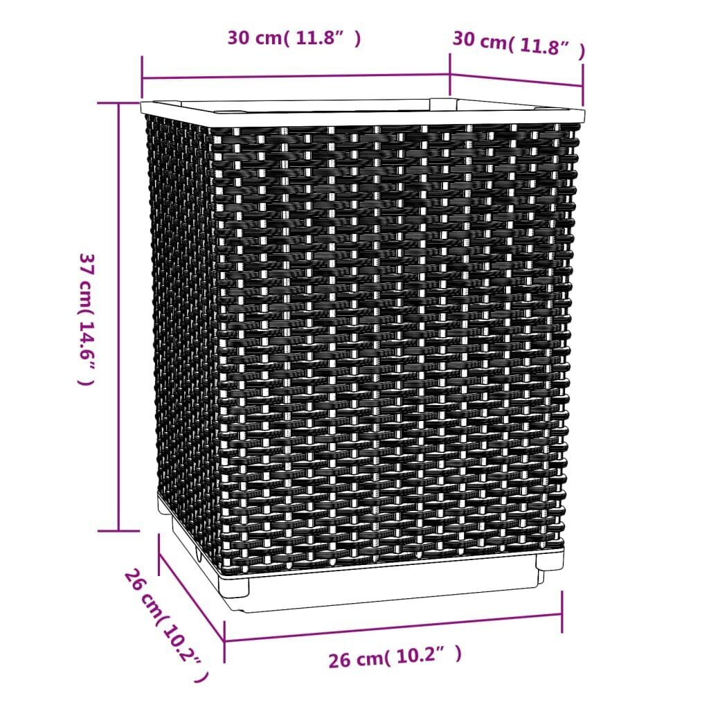 vidaXL taimekastid 2 tk, tumehall, 30 x 30 x 37 cm, polüpropüleen цена и информация | Lillekastid | kaup24.ee