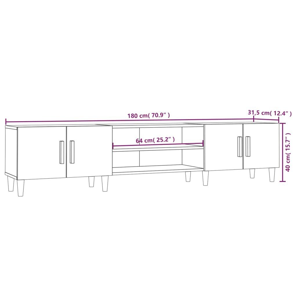 vidaXL telerikapp, pruun tamm, 180x31,5x40 cm, tehispuit hind ja info | TV alused | kaup24.ee