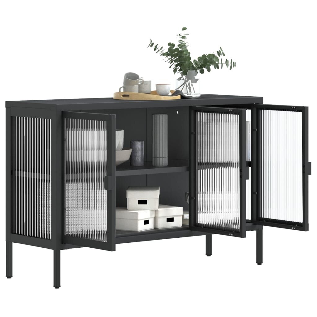 vidaXL puhvetkapp, must, 105 x 35 x 70 cm, klaas ja teras hind ja info | Elutoa väikesed kapid | kaup24.ee